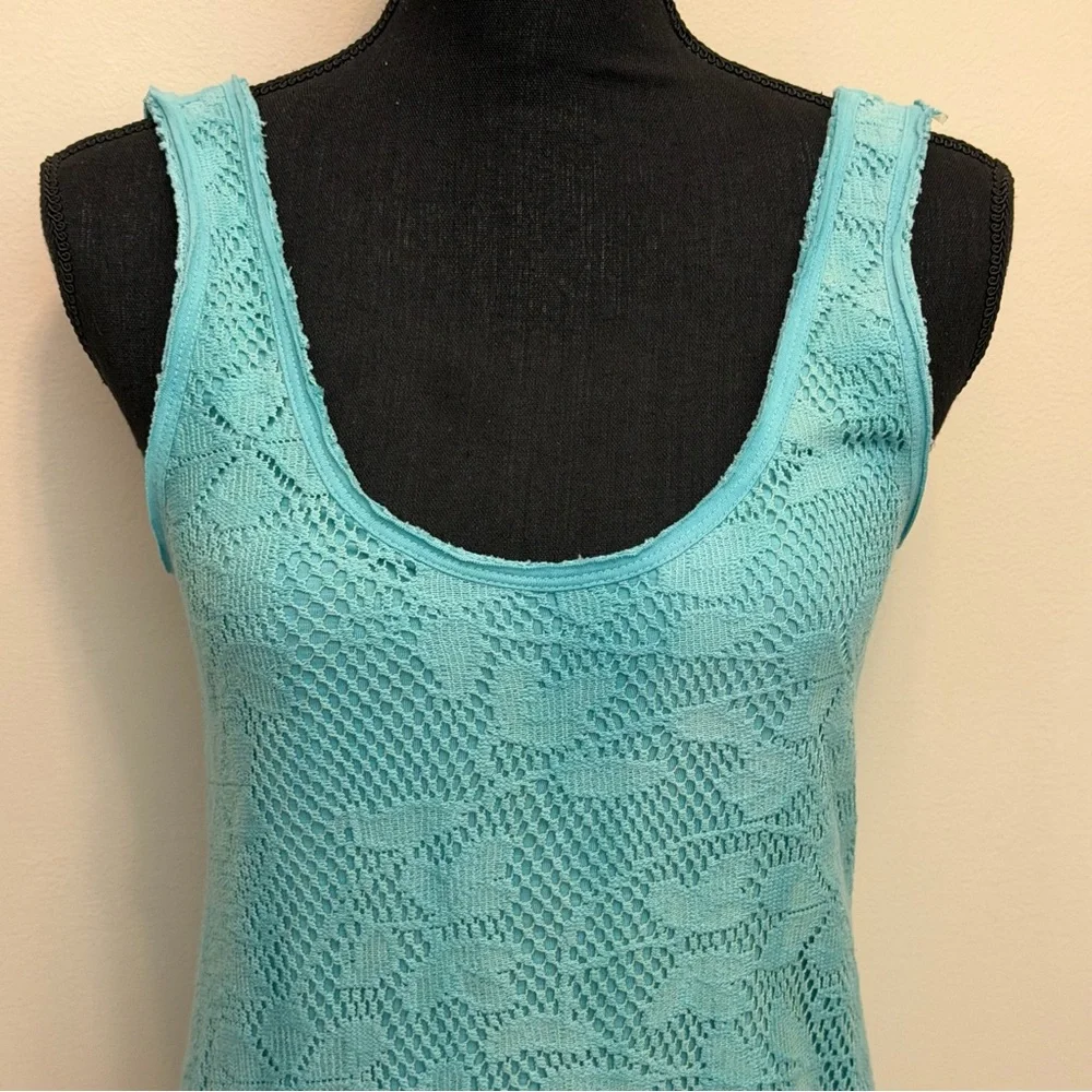 NWT‎ Free People Boho Hippie Eyelet Lace Tank Womens M Washed Tea Tie Dye Floral